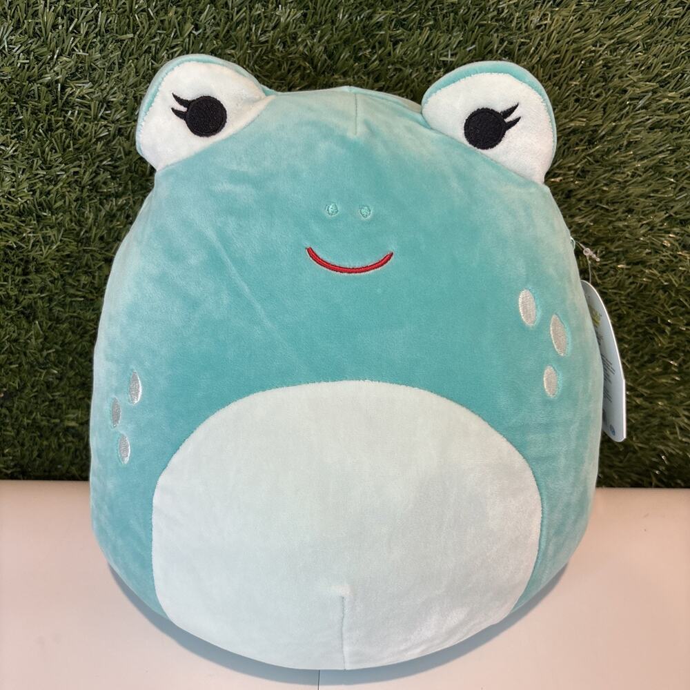 Novi the Teal Frog 11" Squishmallow 2021 Kellytoy Marshmallow Plush Frog NWT